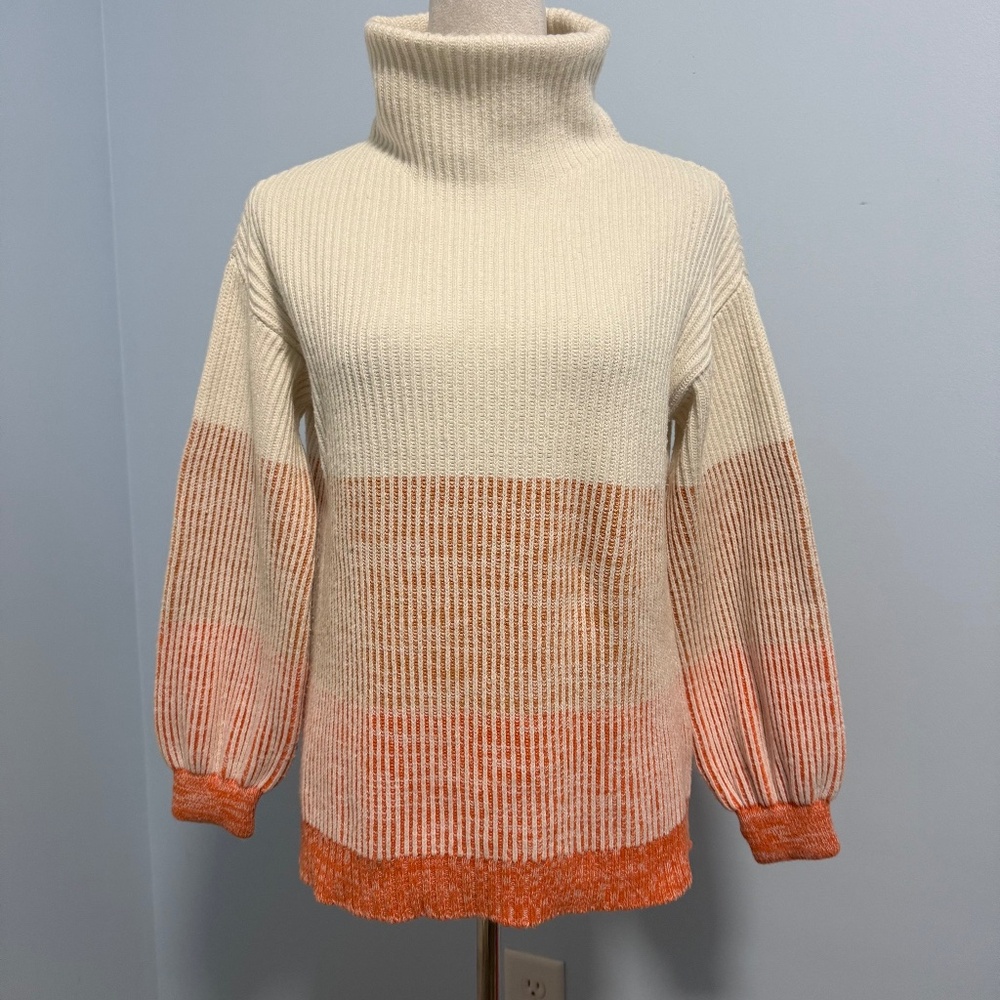 Soft Surroundings Color-Block Chunky Knit Turtleneck Sweater –‎ Size PS